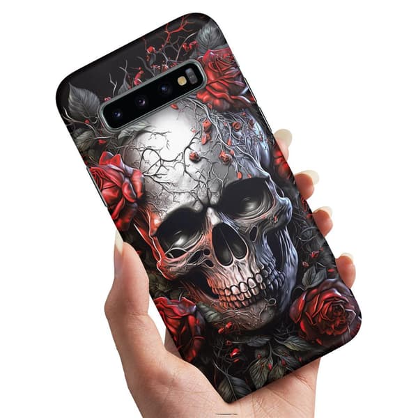 Deksel / Mobildeksel til Samsung Galaxy S10 Plus - Skull Roses
