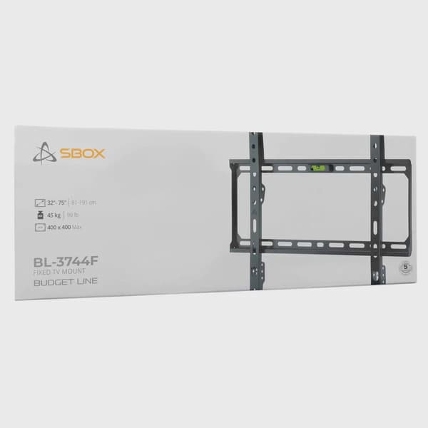 SBOX Fast Slim Väggfäste VESA 400/75"/45kg Svart