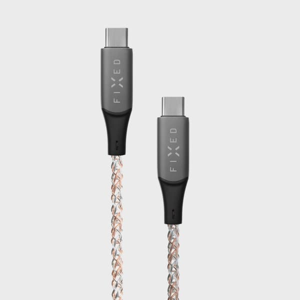 FIXED LED/Gaming USB-C/C 60W kabel 1.2m Flerfärgad