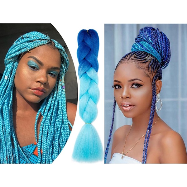 Jumbo Ombre Braid / Löshår Hårfläta - 60 cm Blå