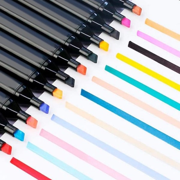 40-Pak - Tuschpenne med Etui - Dobbeltsidet Penne Multicolor