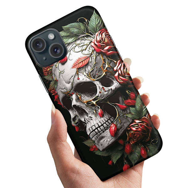 Deksel / Mobildeksel til iPhone 15 - Skull Roses