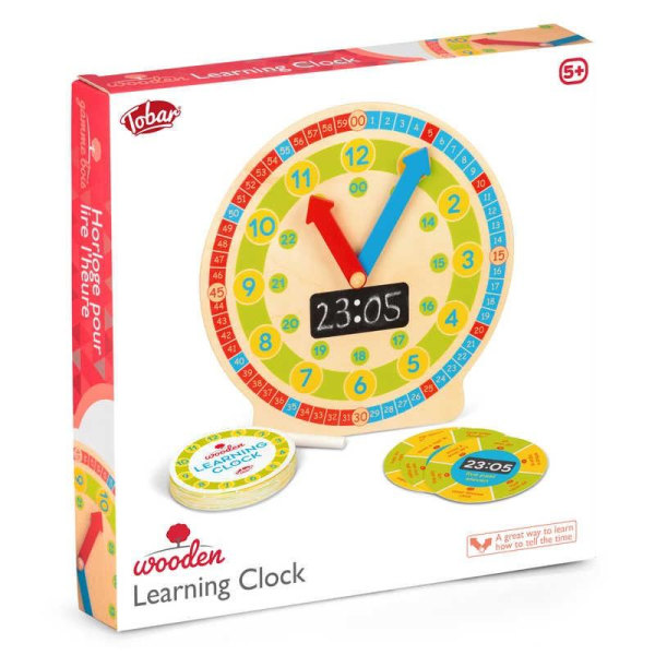 Klocka i Trä - Lär barn klockan - Pedagogiska Spel multifärg