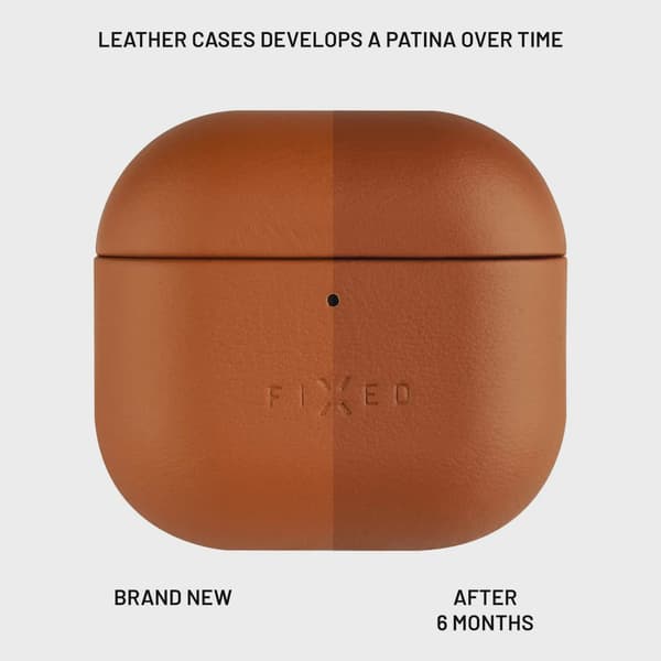 FIXED Äkta läderfodral för Airpods 4/4 ANC Brun