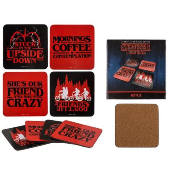 4-Pack Glasunderlägg Stranger Things - Underlägg till glas multifärg