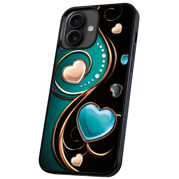 iPhone 16 Plus - Deksel/Mobildeksel Hjerter