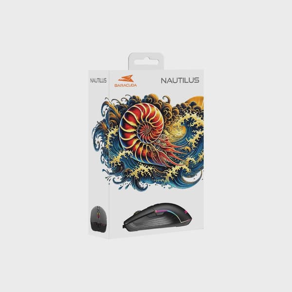 Baracuda NAUTILUS Gaming Mus 7D 12.800dpi Svart