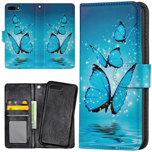 iPhone 7/8 Plus - Plånboksfodral/Skal Glittrande Fjärilar