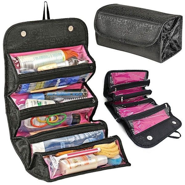 Makeuptaske med 4 Rum / Necessaire Organizer Black