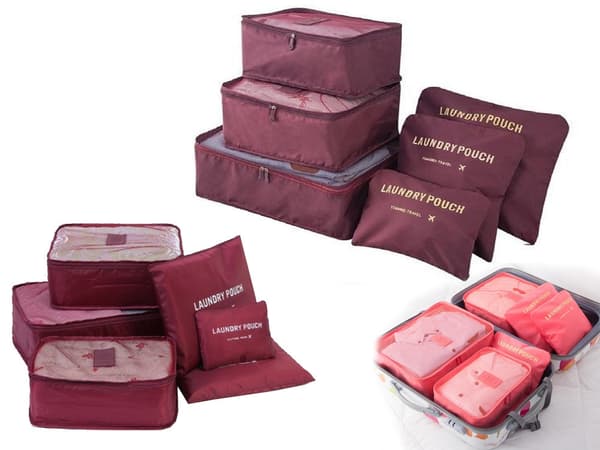 Organizer til Kuffert - 6-dele - Tasker til Rejse Wine red