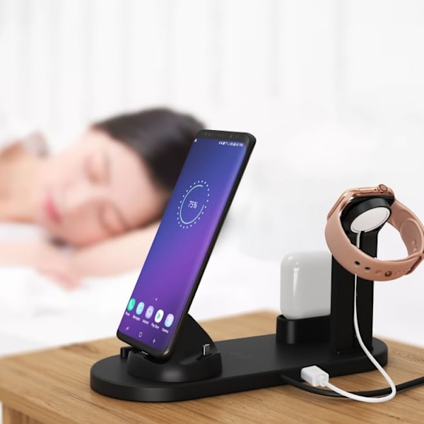 Ladestation til Mobil, Apple Watch & AirPods – Induktion Black