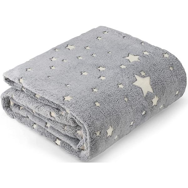 Filt med Selvlysende Stjerner - 150x180cm Grey
