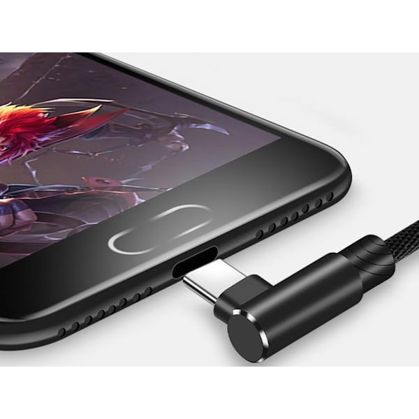 Vinklad USB till USB-C kabel - 1m