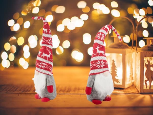 Julspöke grå tomte med julgransskägg 48 cm mjuk Grey
