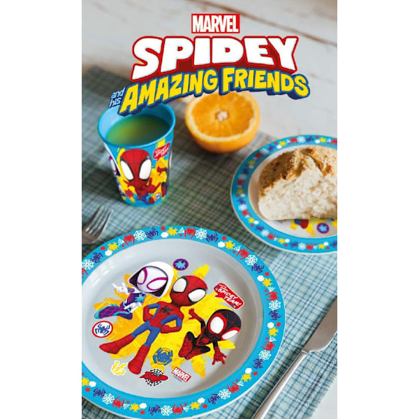 Spiderman middagset i mikroplast, med 260 ml kopp