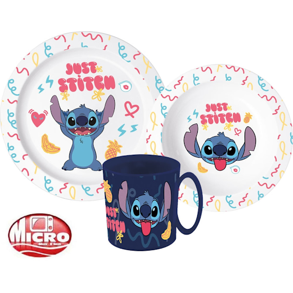 Disney Lilo & Stitch Middagsset med palmer, Mikroplastset med 350 ml mugg