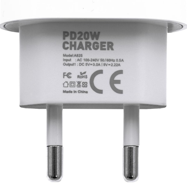 Lader for iPad - Hurtiglader - Strømadapter+Kabel - 20W USB-C White
