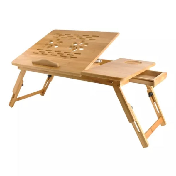 Laptopställ i Bambu / Stativ till Laptop - Justerbar höjd & vinkel