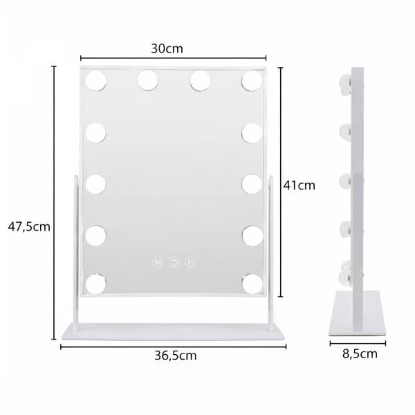 Sminkspegel med LED Belysning och Touchfunktion - 41 x 30 cm Vit