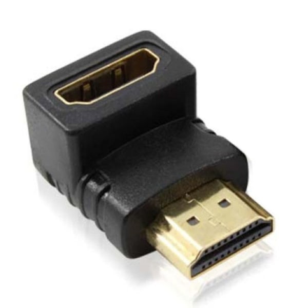 2-Pack - Vinklad HDMI Hane till Hona Adapter - Guldpläterad Svart