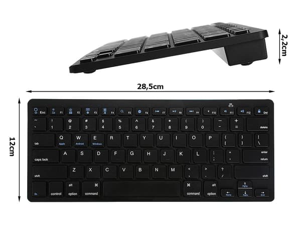 Trådlöst bluetooth-tangentbord för pc ipad mac liten slimmad lågprofil Black