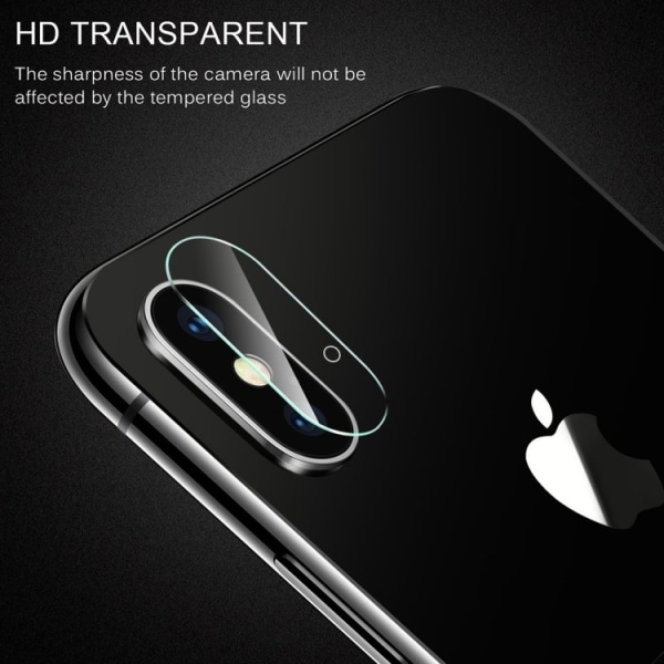 2 stk iPhone X/XS - Skærmbeskytter Kamera - Hærdet Glas Transparent
