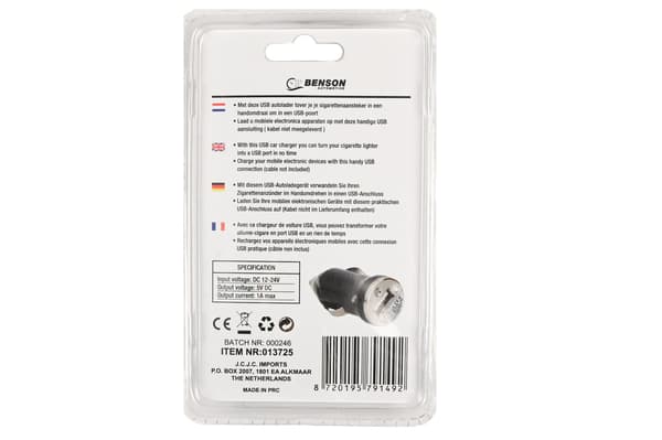 Billaddare USB 1 A 12-24 V