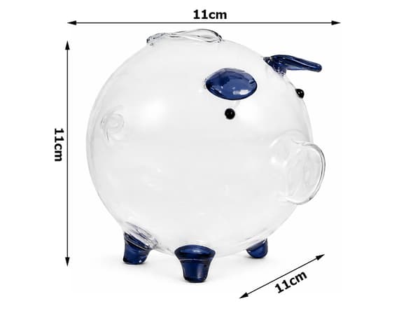 Spargris glas liten Blå