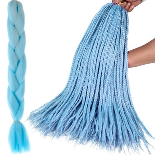 Jumbo Braid / Lisähiukset Hiuspalmikko - 60 cm Ljusblå