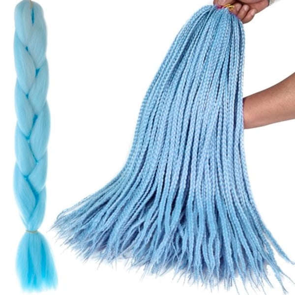 Jumbo Braid / Løshår Hårflette - 60 cm Ljusblå