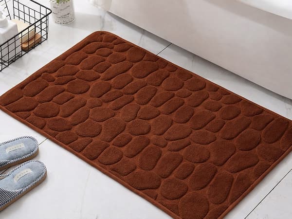 Badrumsmatta halkfri mjuk 80 x 50 cm Brown