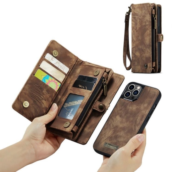 iPhone 12 Pro Max - Plånboksfodral med avtagbart skal & kortfack Brun
