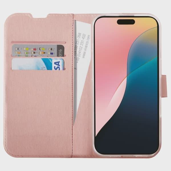Vivanco Classic Plånboksfodral iPhone 16 Rosa Guld