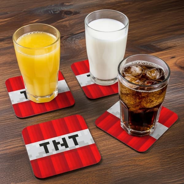 4-Pak - Glassbrikker Minecraft TNT - Underlag til Glass Multicolor