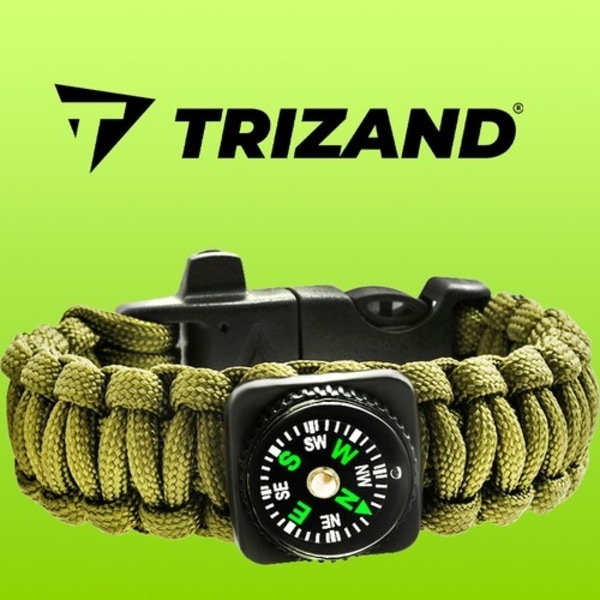 Paracord Armband / Överlevnadsarmband – 5-i-1 funktioner Grön