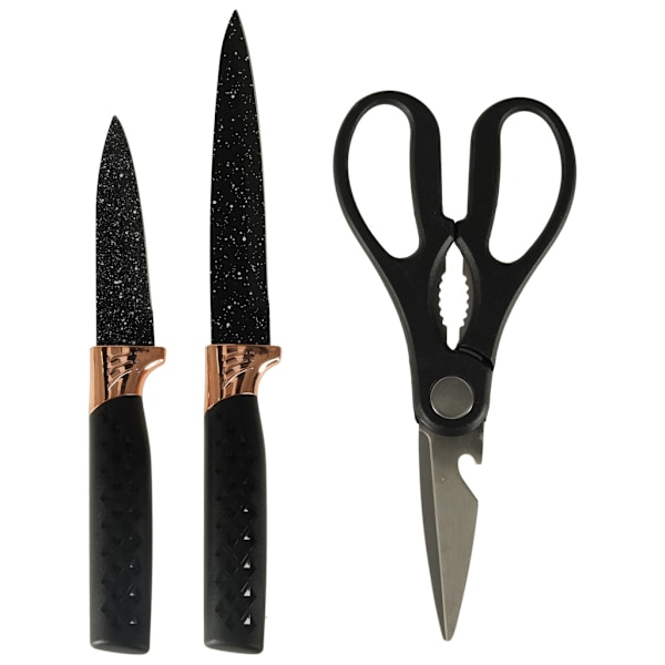 Set med köksknivar + sax marmor IMPORT