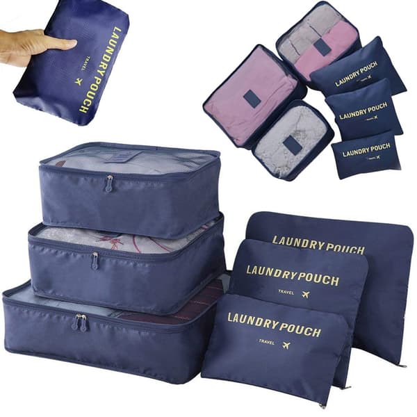 Organizer til Kuffert - 6-dele - Tasker til Rejse Dark blue
