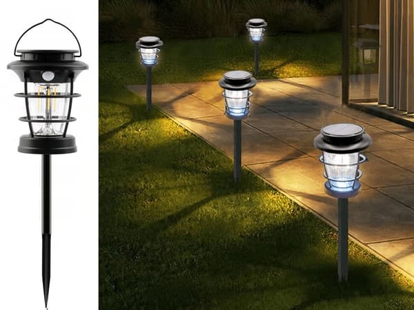Solcellslykta LED - Camping- och trädgårdslampa med rörelsesensor