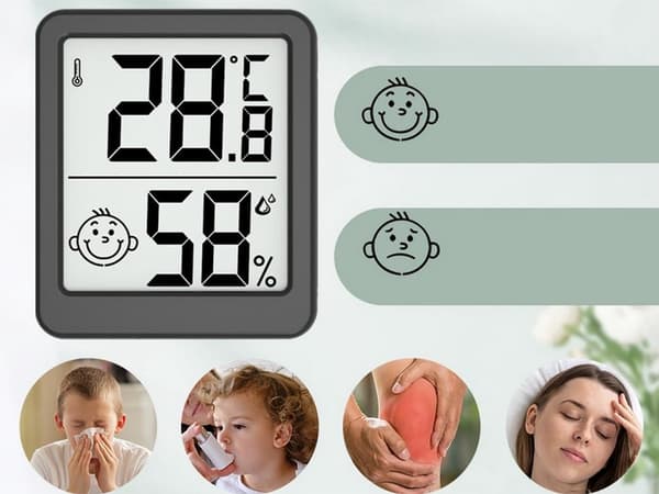 Digital termometer mini väderstation rumshygrometer batterimagnet Black