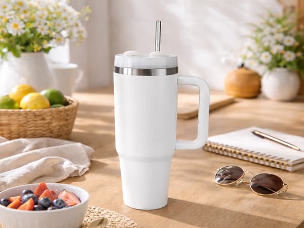 Termosmugg 1.2 L med sugrör White