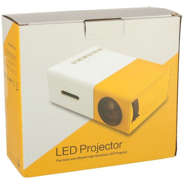 Miniprojektor bärbar projektor för barn LED TFT LCD 1920x1080 24-60" USB HDMI 12V gul och vit