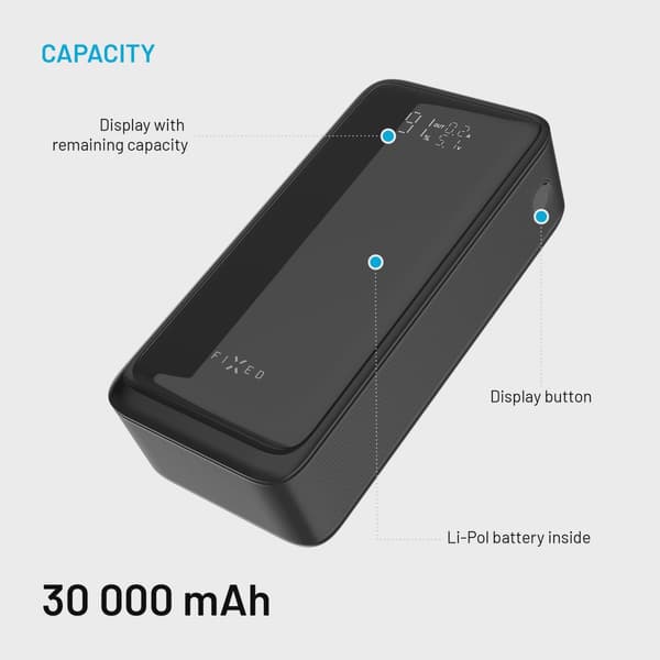 FIXED Zen2 30 Plus USB-C 65W Power Bank 30.000 mAh Svart