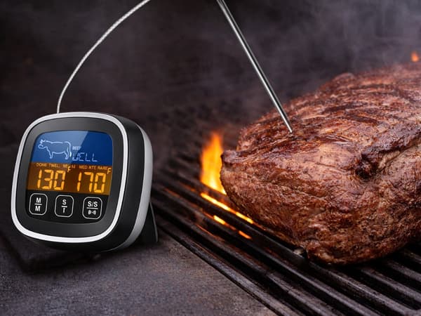 Köttermometer digital med probe Vit