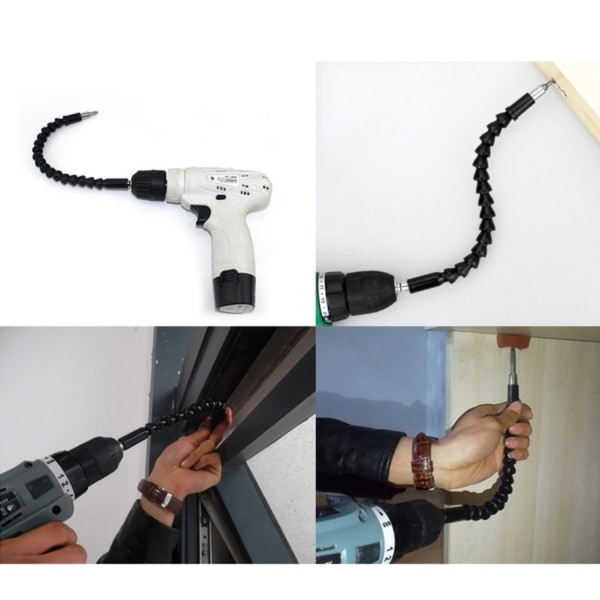 Fleksibel forlenger for bor-/skrutrekker - 30 cm Black