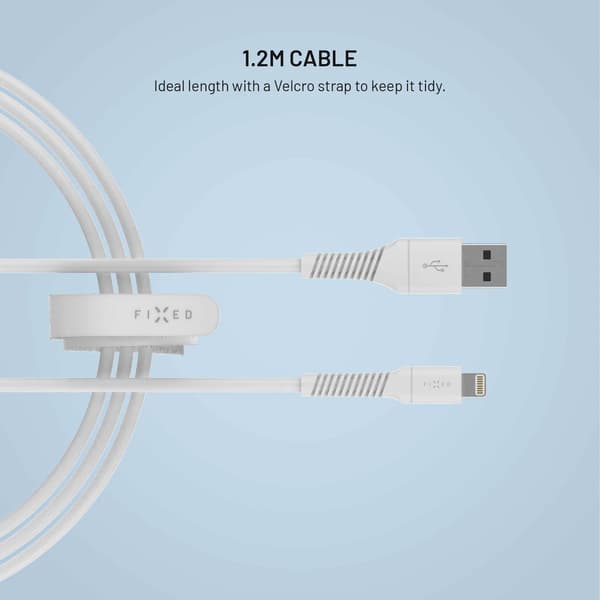 FIXED LIQUID silikonkabel USB-A/Lightning 1.2m Vit
