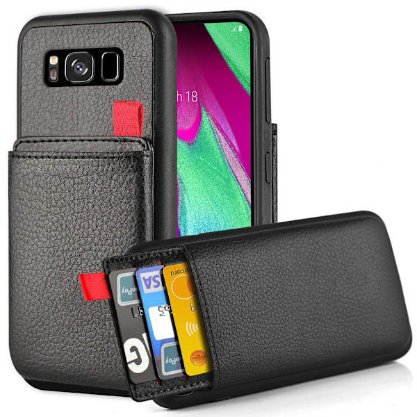 Samsung Galaxy S8 - Skal / Mobilskal med Skjult Kortlomme / Kortholder Black