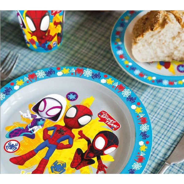 Spiderman middagset i mikroplast, med 260 ml kopp
