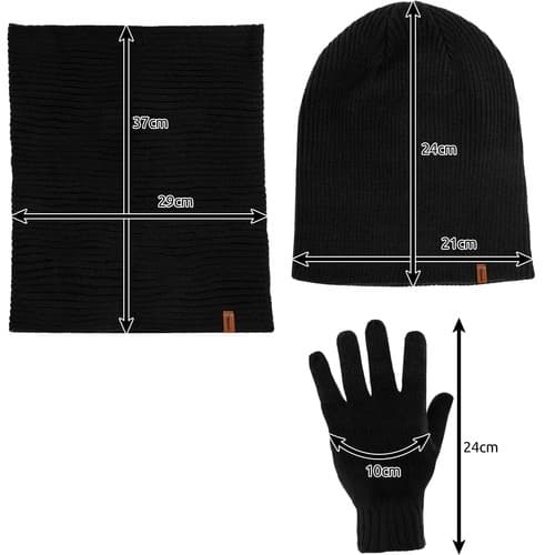 Talvisetti - Pipo, lapaset ja huivi - 3 osaa Black