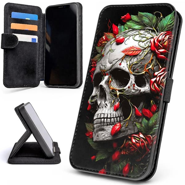 Lompakkokotelo / Kuoret iPhone 17 Pro Max - Skull Roses