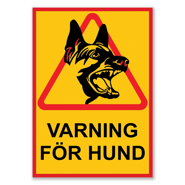 VARNING FÖR HUND Skylt - Hundskylt / Varningsskylt / A4 multifärg